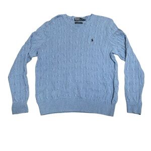 Ralph Lauren Men's Sky Blue Cable Knit Sweater